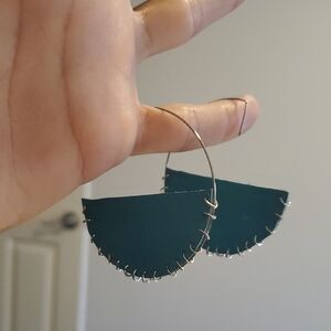 Teal Leather Half-Moon Earrings